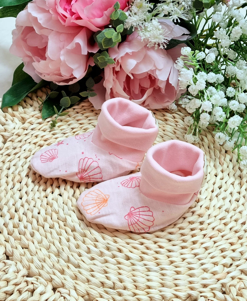 Pink striped baby shoes