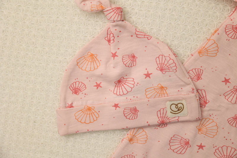 Pink striped organic baby cap