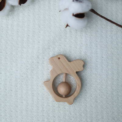 Wooden bunny rattle toy