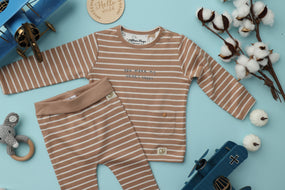 STRIPE BROWN CO-ORD SET (SSNB03A,SSNB06B)