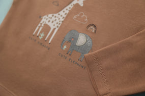 GIRAFFE BROWN T-SHIRT & STRIPE WHITE PANTS (SSNB02B,SSNB06A)